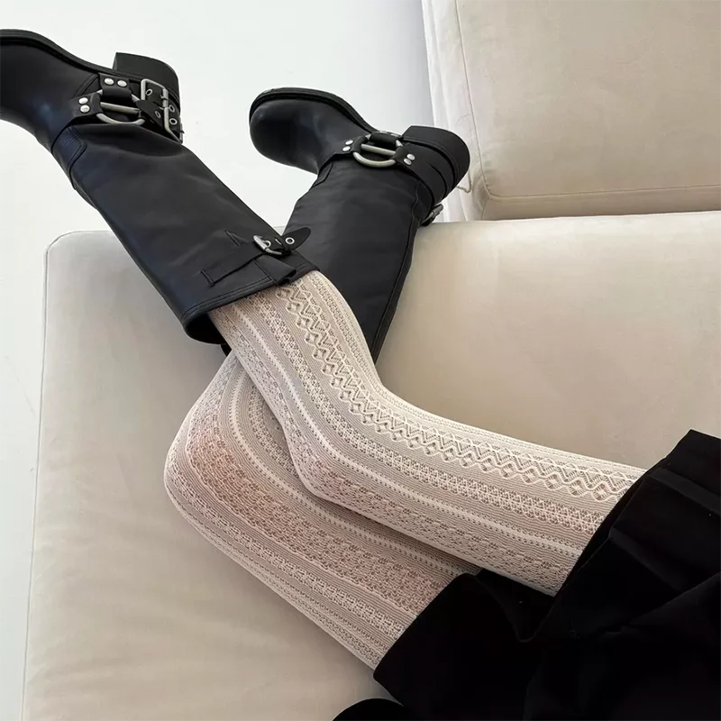 1 Pair Lolita Vintage Tights Women Fashion Hollow Out Pantyhose Sculpted Mesh Women Stockings For Dress Spring Legging