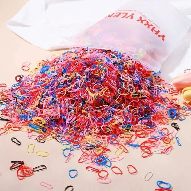 1000Pcs Colorful Small Disposable Hair Bands Scrunchie Girls Elastic Rubber Band Ponytail Holder Hair Accessories Hair Ties