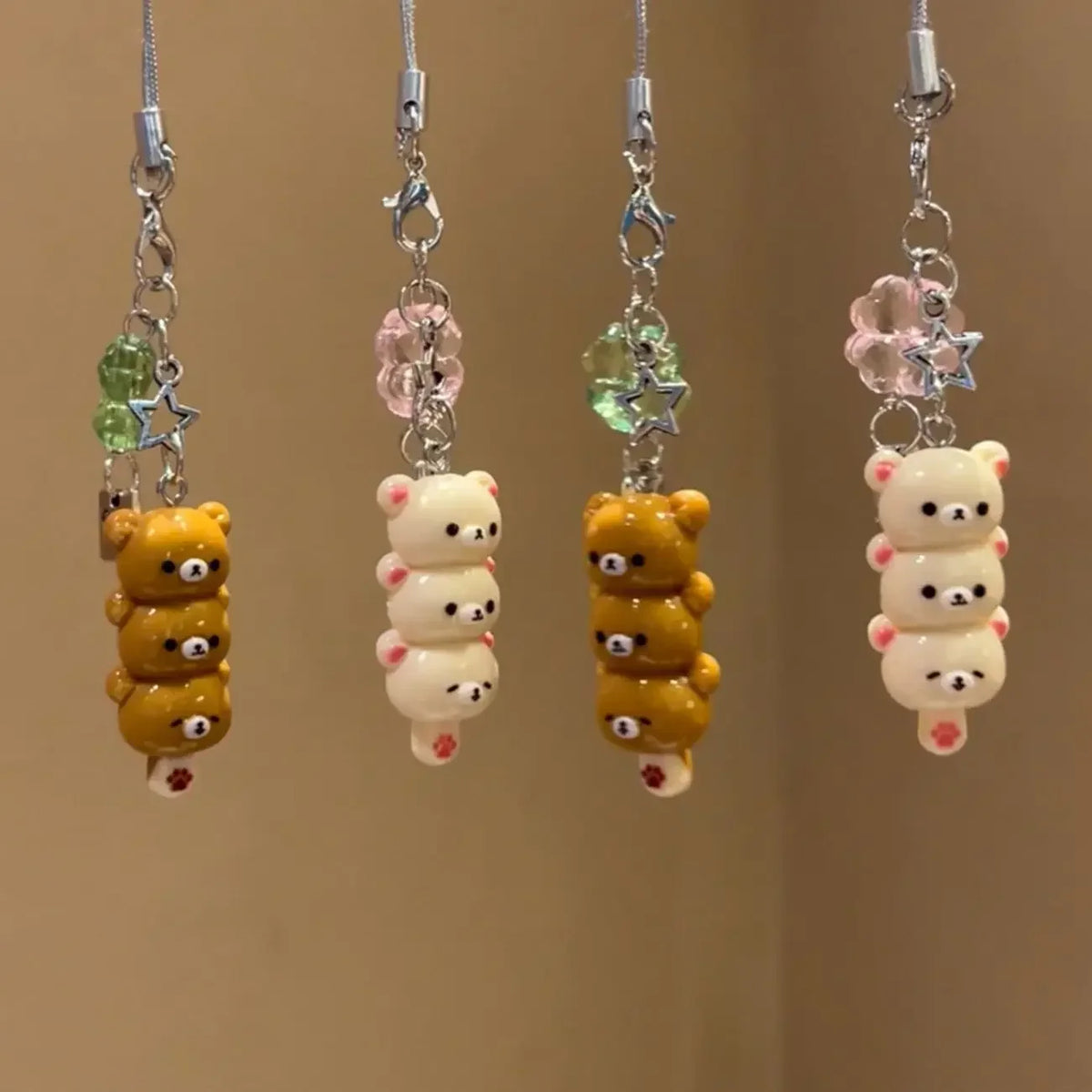 Cute Bear Phone Charms Pendant Kawaii Anime Keychain Accessories For Keys Schoolbag iPhone 17Promax Airpods Ins Korea New Y2K