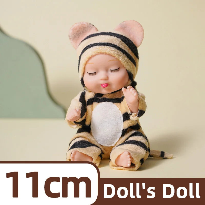 6Pcs Reborn Doll Kit Toy Simulation Princess Dolls Toy Mini Cute Sleeping Baby with Clothes Accessories Birthday Gift for Kids