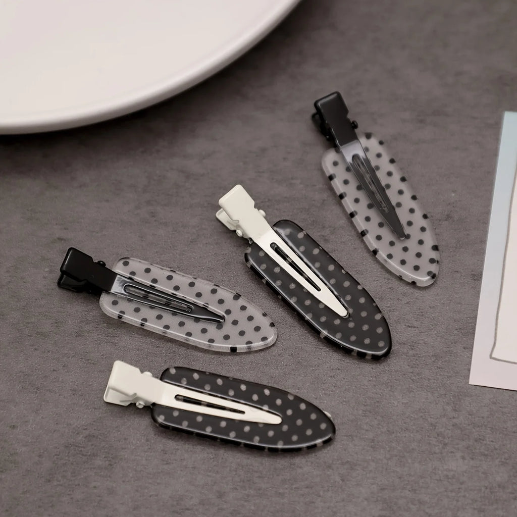 4 pieces/black and white acetic acid traceless hair clip acrylic duckbill clip sweet bangs hair clip hair clip