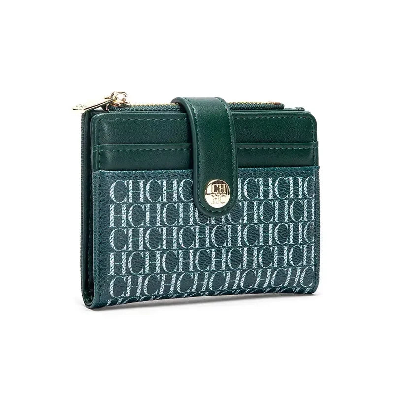 CH Luxury Brand Retro Design Business Card Bag Fashion Button Classic Folding Wallet Compact and Lightweight Women's Square Bag