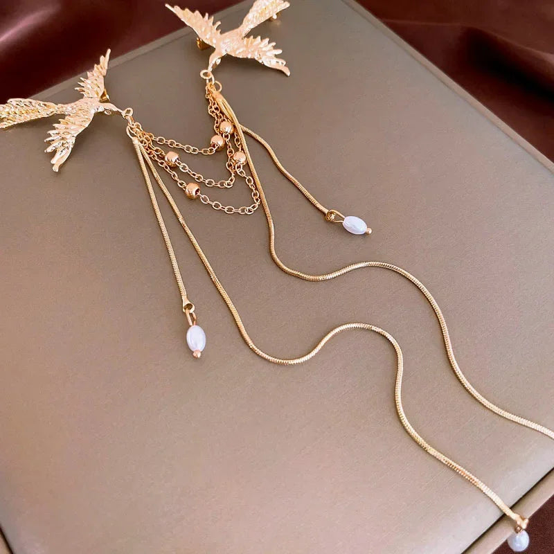 Fire Phoenix Phoenix Brooch Pins Delicate Long Fringe Brooches for Women Men Animal Bird Corsage Clothes Bags Party Accessories
