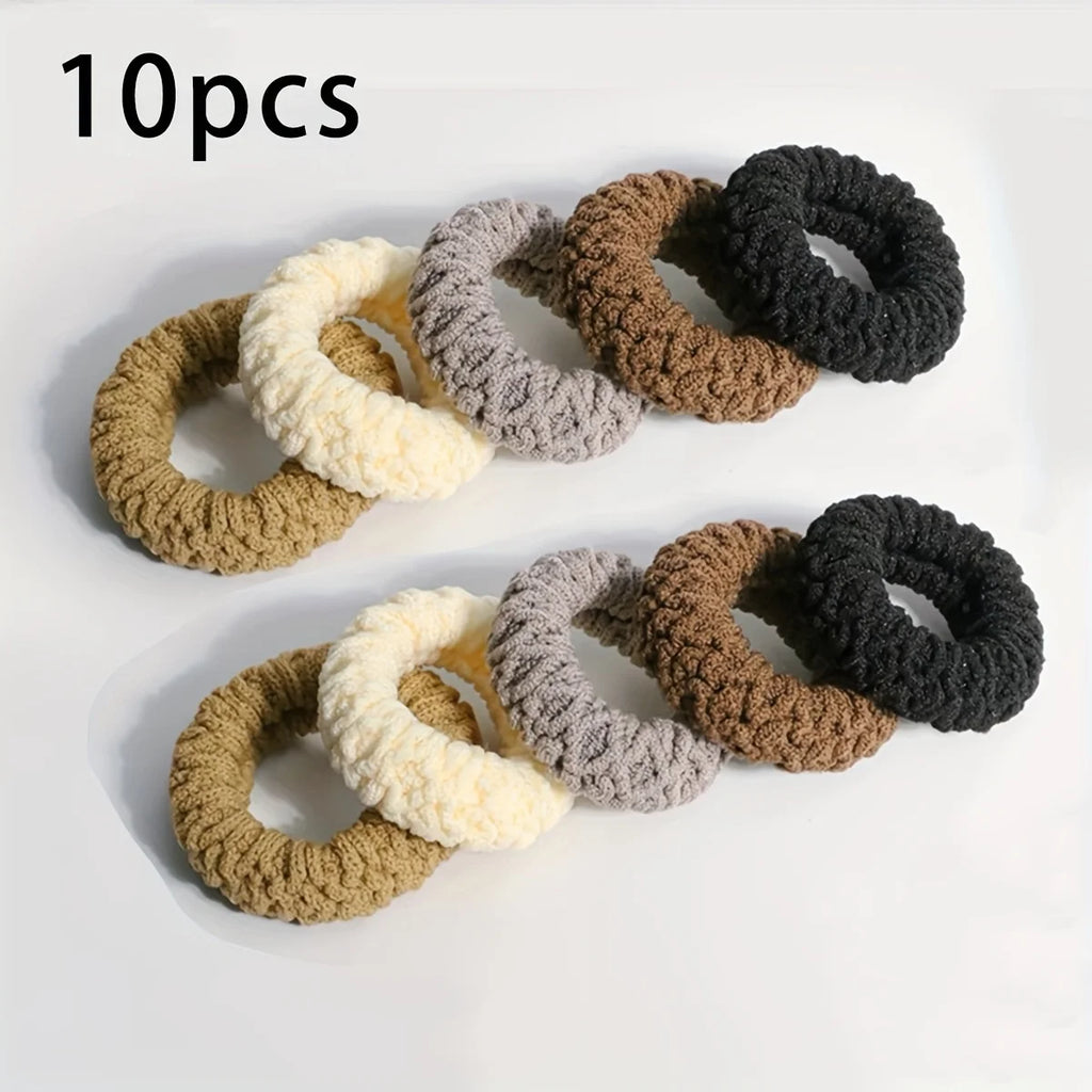 10pcs of Upgraded Wide And Thick Hair Ties, Fashionable for Ponytails And Buns, Made of Durable Elastic Material That Won'T Dama