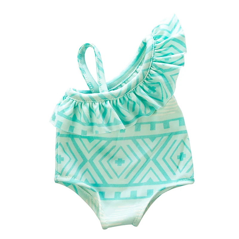 Cute Swimming Suit For 18Inch American Doll Sweet Heart Print Doll Swimsuit Clothes For 43Cm Newborn Baby Doll Kids Gift
