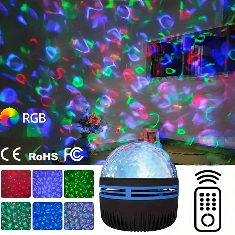 1pc Star Projector, Galaxy Projector, Water Ocean Wave Projector For Bedroom Night Light  Room Decor With 7-Colors Patterns