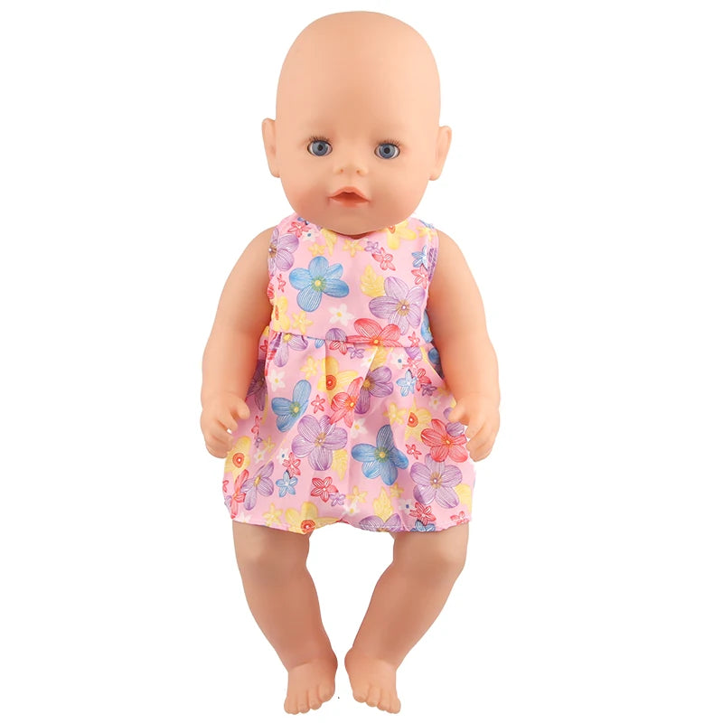 Cute Swimming Suit For 18Inch American Doll Sweet Heart Print Doll Swimsuit Clothes For 43Cm Newborn Baby Doll Kids Gift