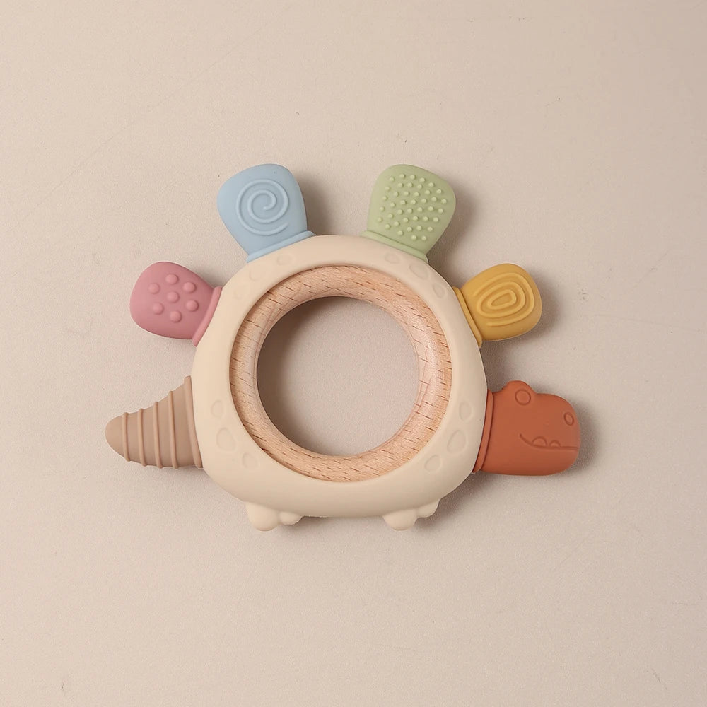 Baby Dinosaur Silicone Teething Toys BPA Free Easy to Grip Infant Care Teether Chewing Toy for Newborn Gift Babies Accessory