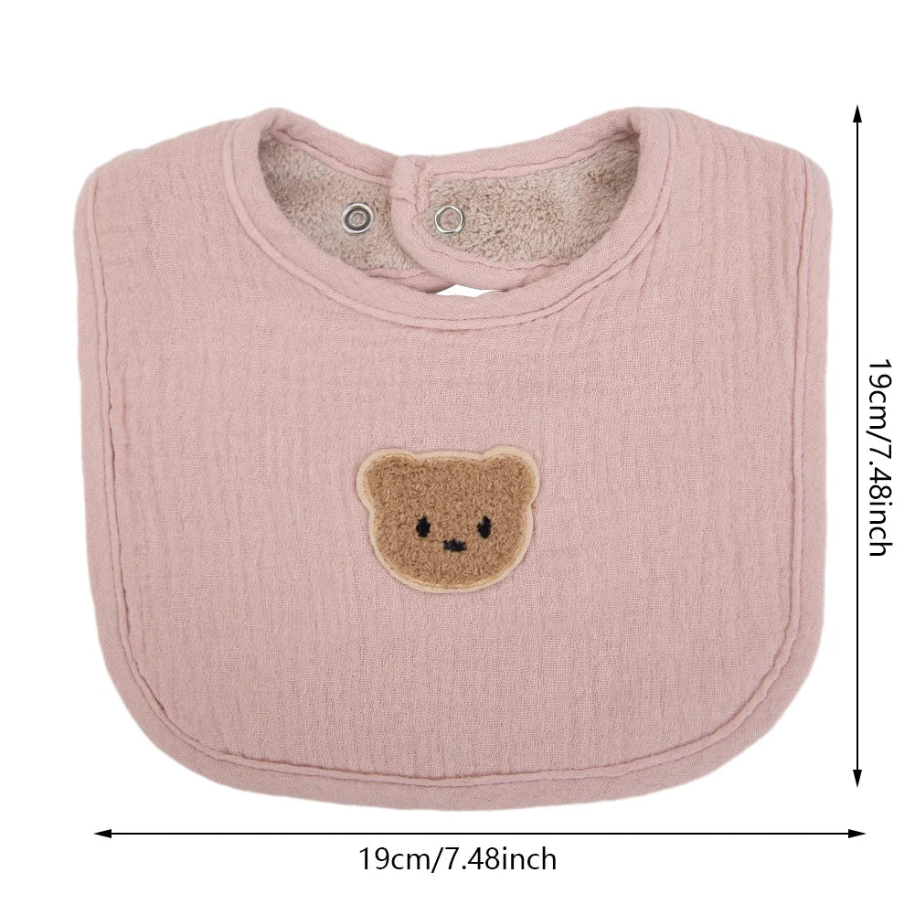 Cute Bear Muslin Cotton Baby Bibs Saliva Towel U-Absorbent Pockets Korean Children Kids Boys Girls Bandanas Feeding Burp Clothes