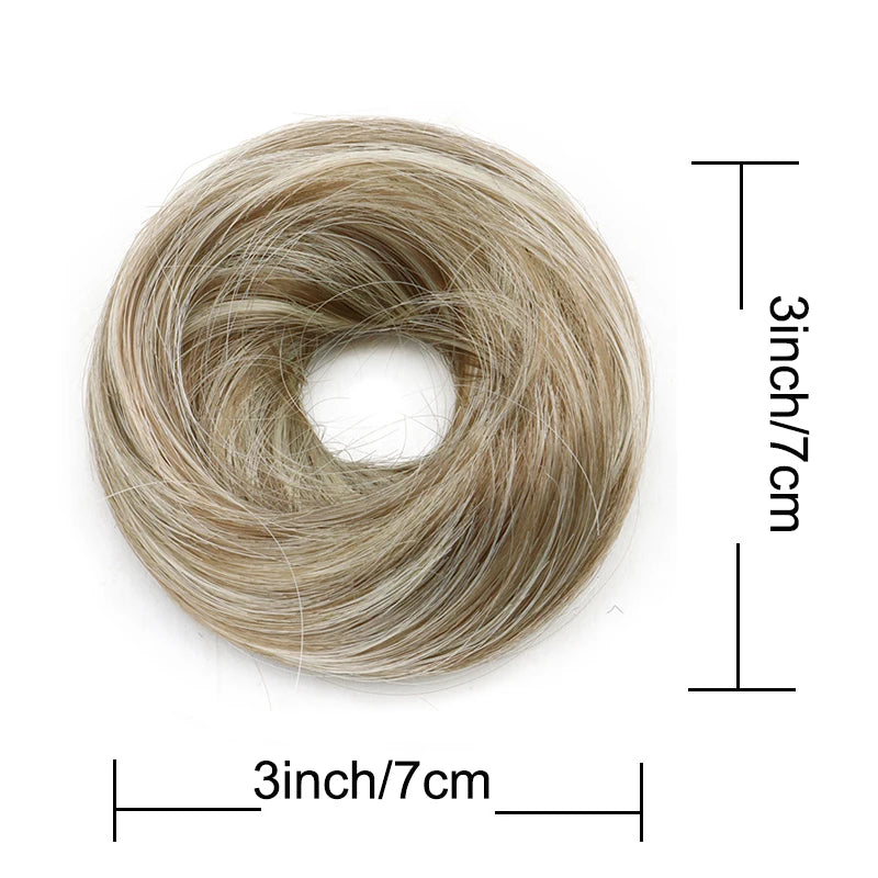 Elegant Synthetic Hair Bun for Women Soft Comfortable Chignon Style Elastic Rubber Band Scrunchy Updo Hairpiece