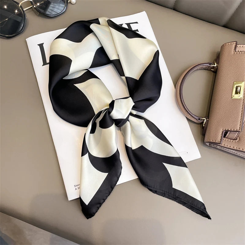 70x70cm Women Scarf Silk Feeling Hair Neck Square Brand Office bandanna muffler Waiter Flight Attendants Handkerchief Rings wrap