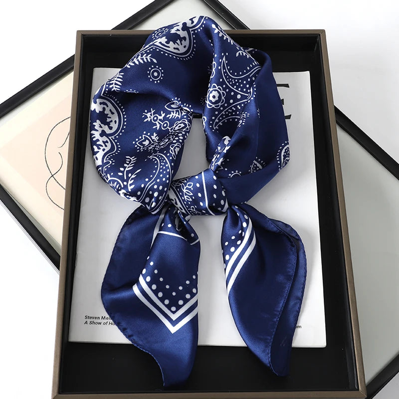 70x70cm Women Scarf Silk Feeling Hair Neck Square Brand Office bandanna muffler Waiter Flight Attendants Handkerchief Rings wrap