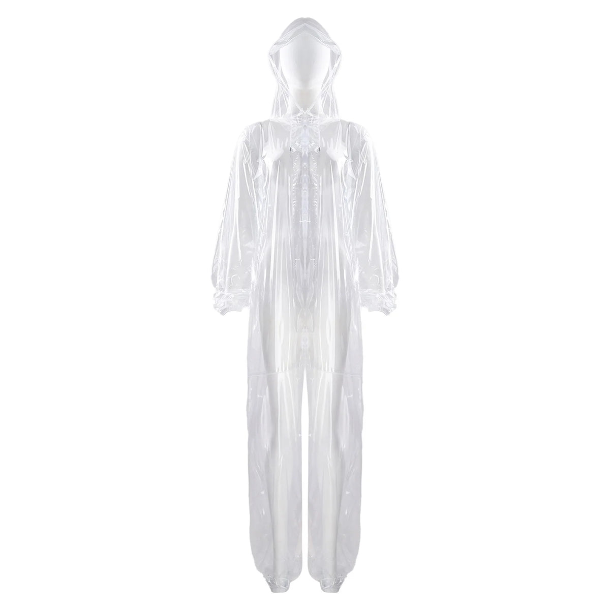 Adults Transparent Full-body Hooded Raincoat Portable Convenient One-piece Waterproof Raincoat Jumpsuit for Outdoor Workwear